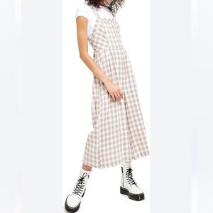 Free People Zuzu seersucker jumpsuit gingham cream and white Coachella